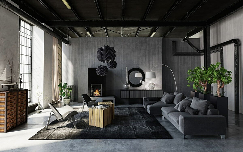 طراحی داخلی خانه‌ ای زیبا با رنگ خاکستری